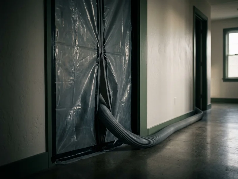 Sealed containment doorway with zipper entry and negative air hose