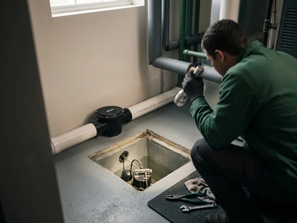 Backwater valve and sump pit inspection in a clean mechanical room